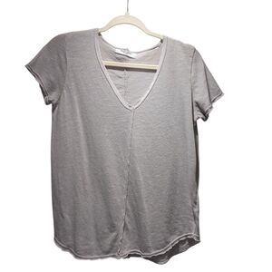 Project Social T Original Textured V-Neck Short Sleeve Raw Hem Women's X-Small